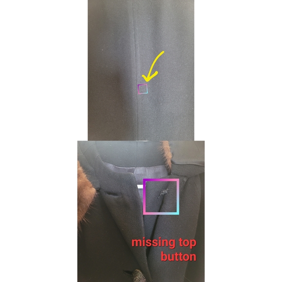 Vintage black wool coat with mink fur collar - Picture 5 of 7